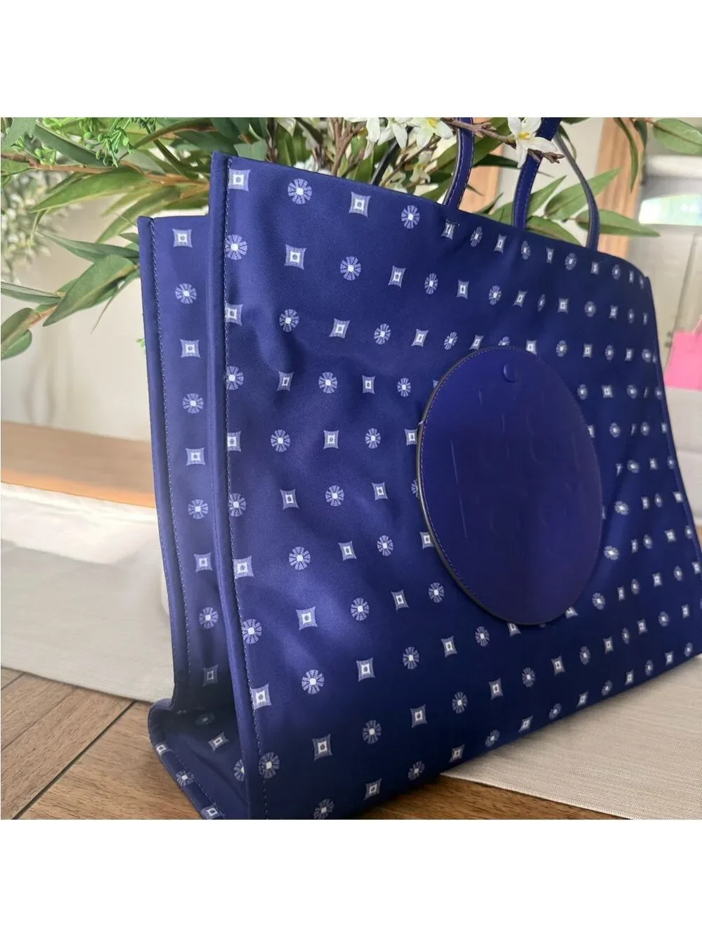 Tory Burch Blue Patterned Tote